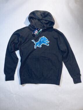 NWT Starter Detroit Lions Distressed Logo Hoodie - Mens Size M - Gray